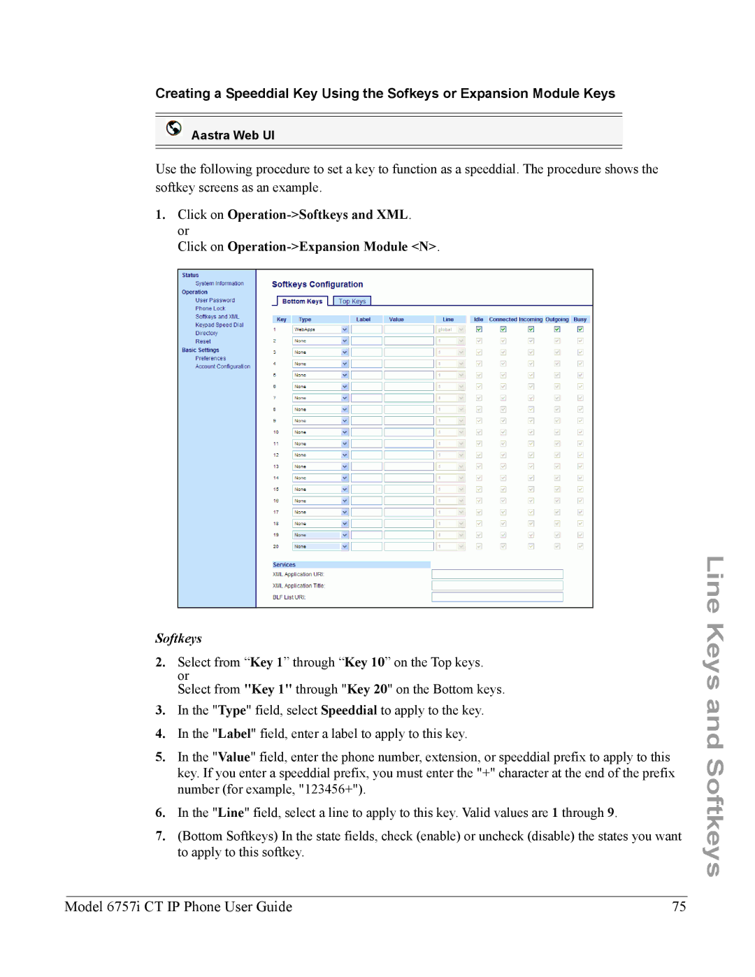 Aastra Telecom 6757I CT manual Softkeys 