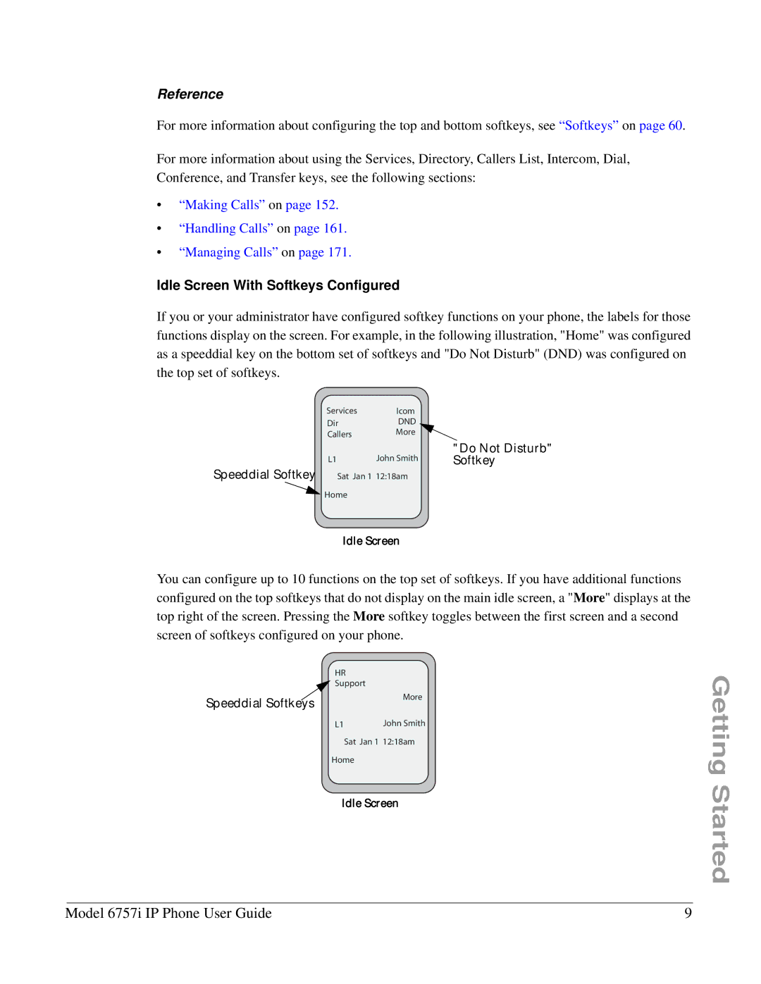 Aastra Telecom 6757I manual Reference, Idle Screen With Softkeys Configured 