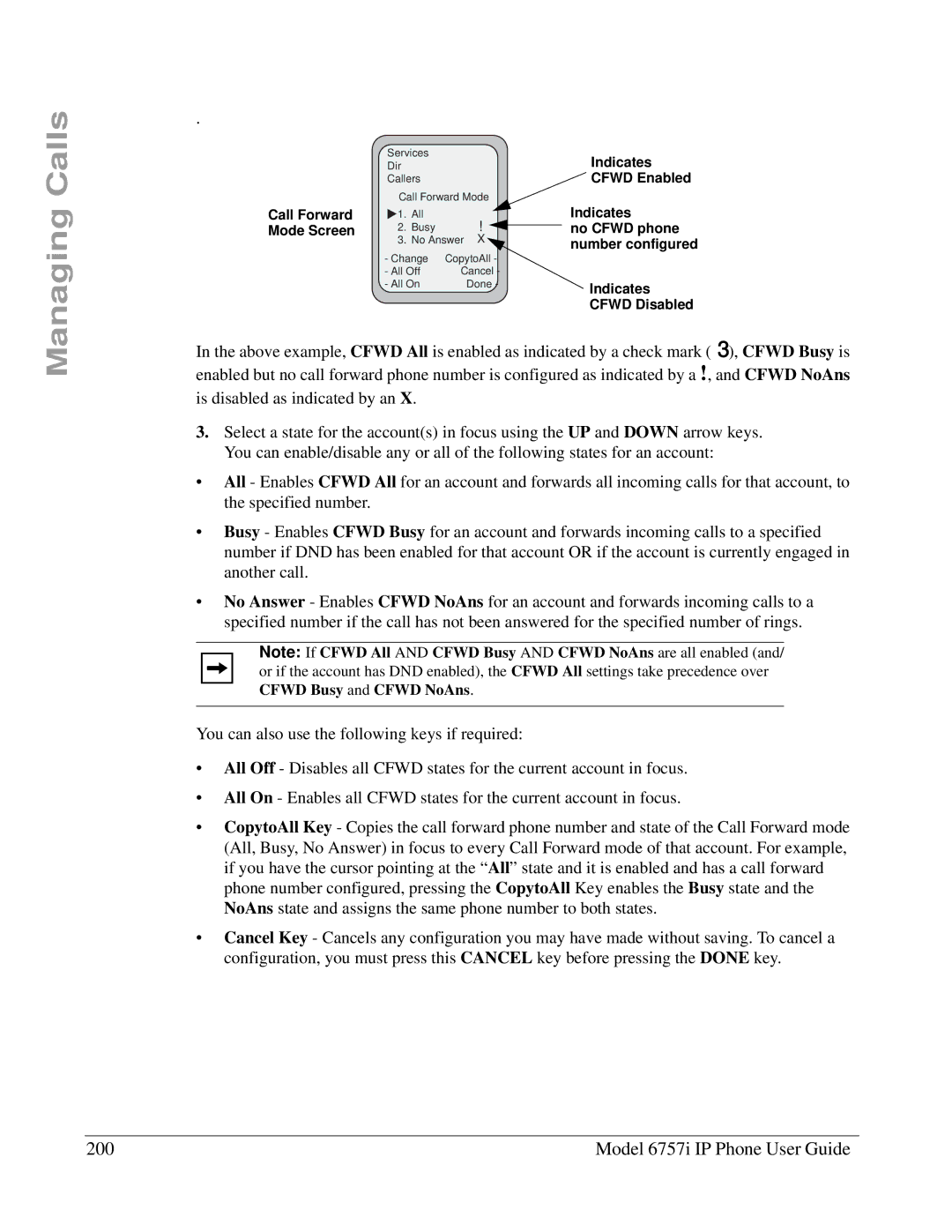 Aastra Telecom 6757I manual Model 6757i IP Phone User Guide, Cfwd Disabled 