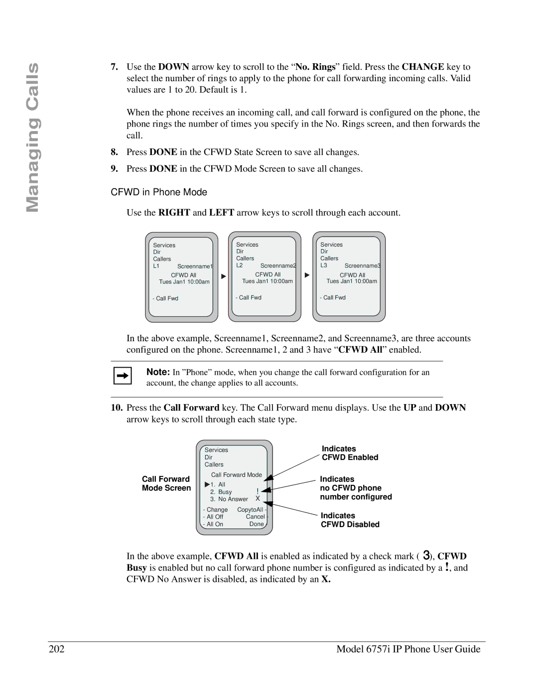 Aastra Telecom 6757I manual Model 6757i IP Phone User Guide, Cfwd in Phone Mode 