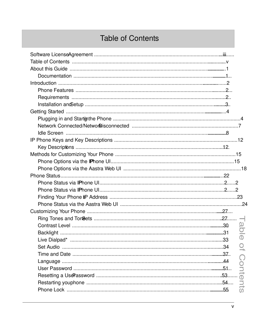 Aastra Telecom 6757I manual Table of Contents 