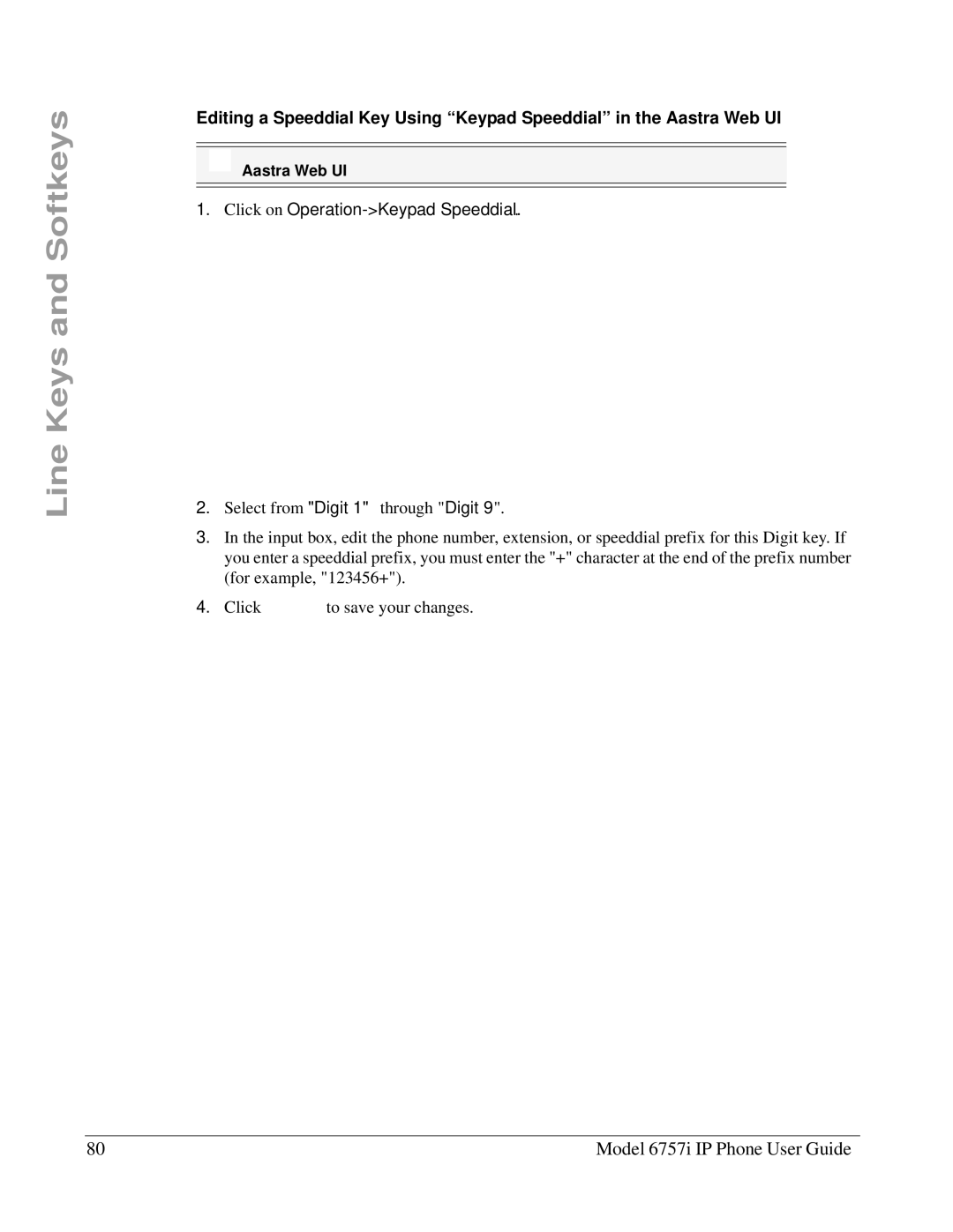 Aastra Telecom 6757I manual Click on Operation-Keypad Speeddial 