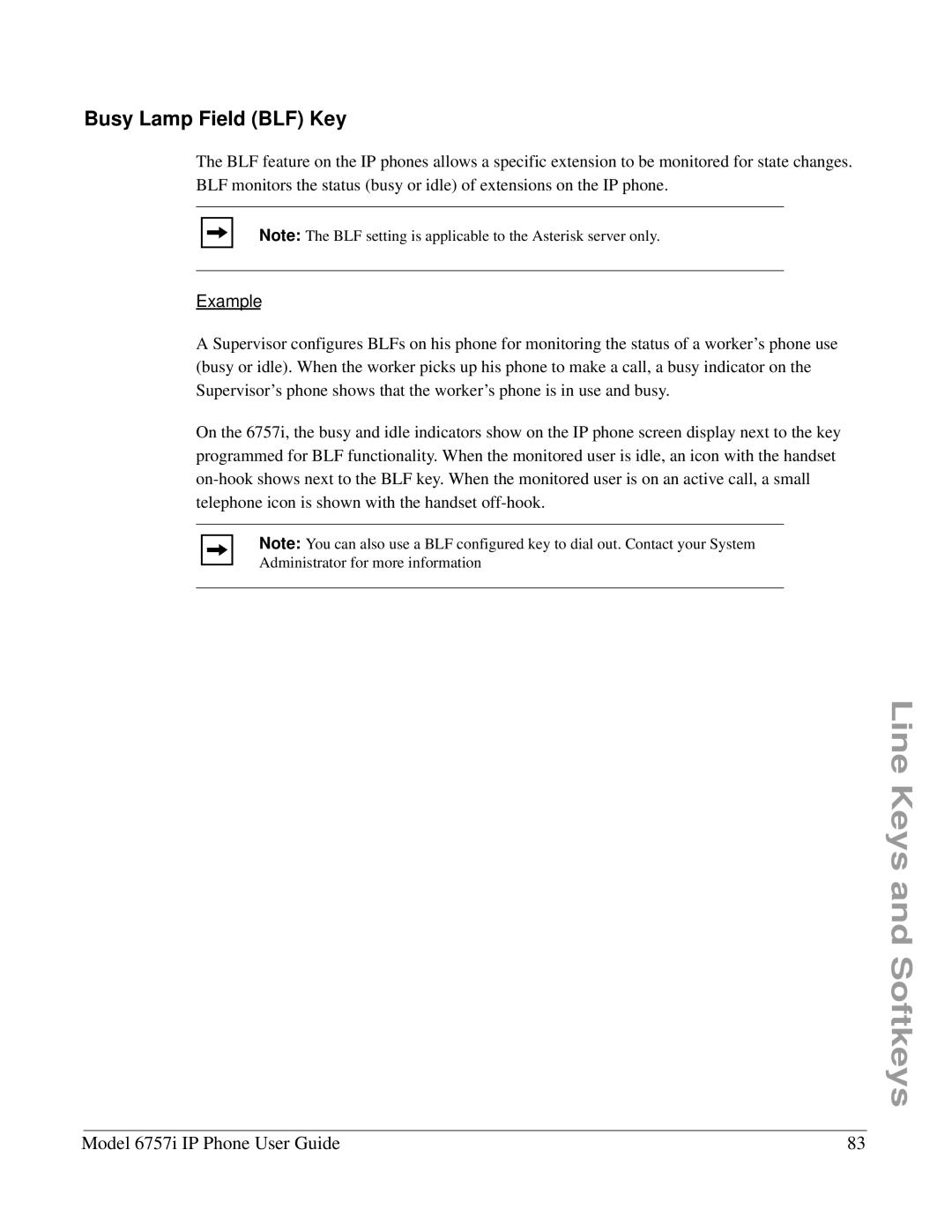 Aastra Telecom 6757I manual Busy Lamp Field BLF Key, Example 
