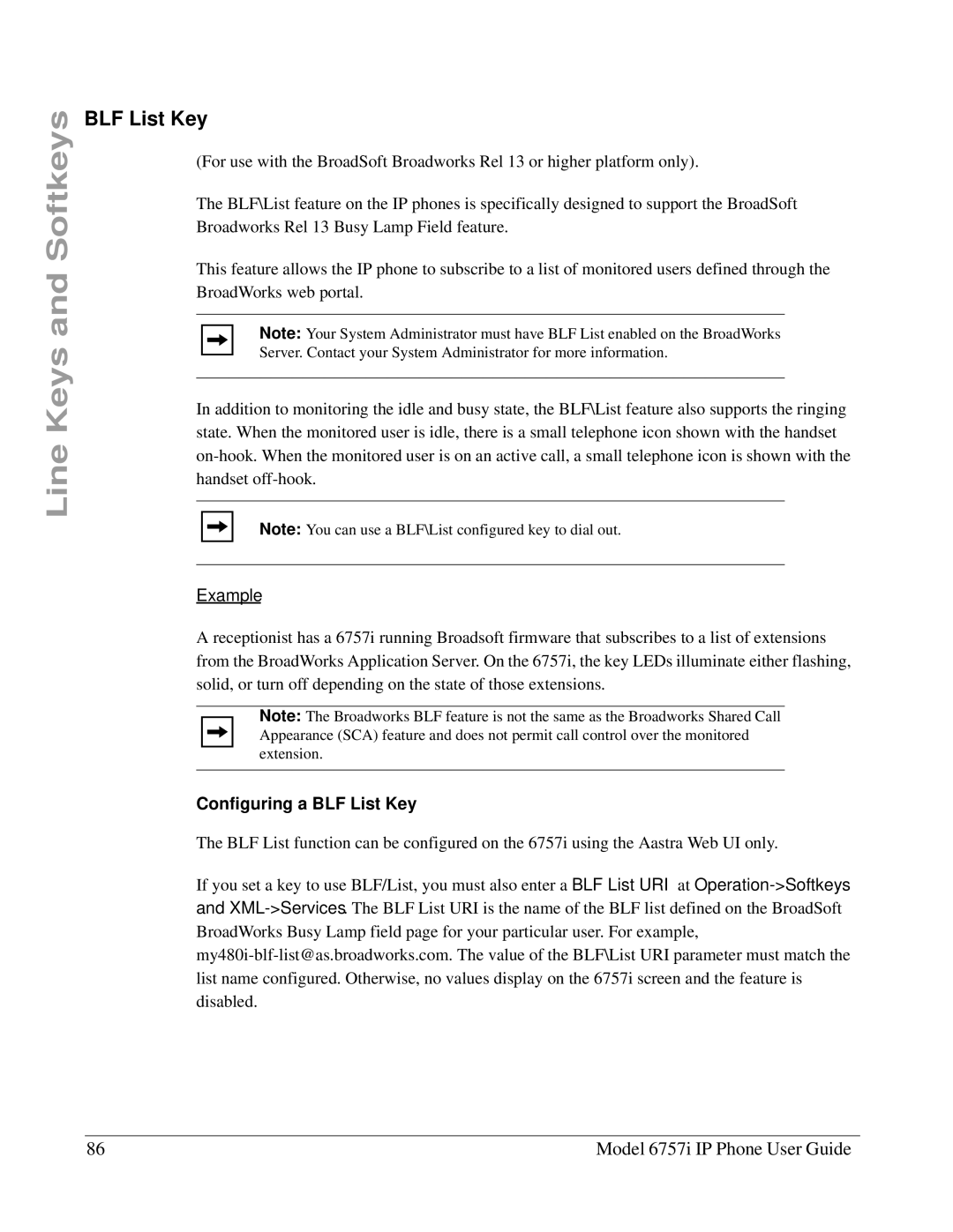 Aastra Telecom 6757I manual Configuring a BLF List Key 