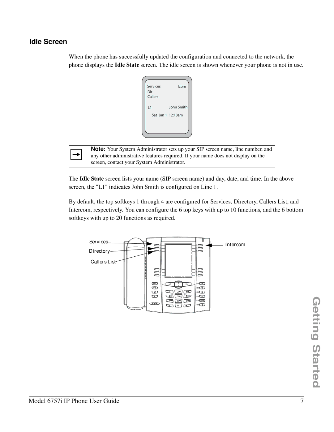 Aastra Telecom 6757I manual Idle Screen 