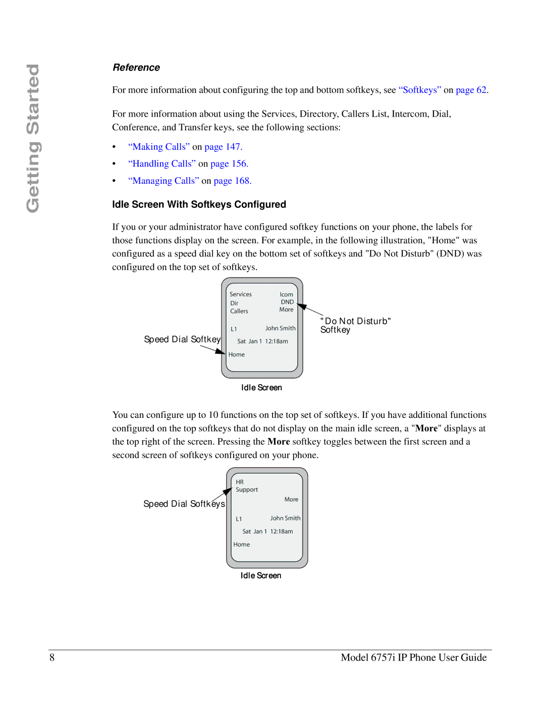 Aastra Telecom 6757I manual Reference, Idle Screen With Softkeys Configured 