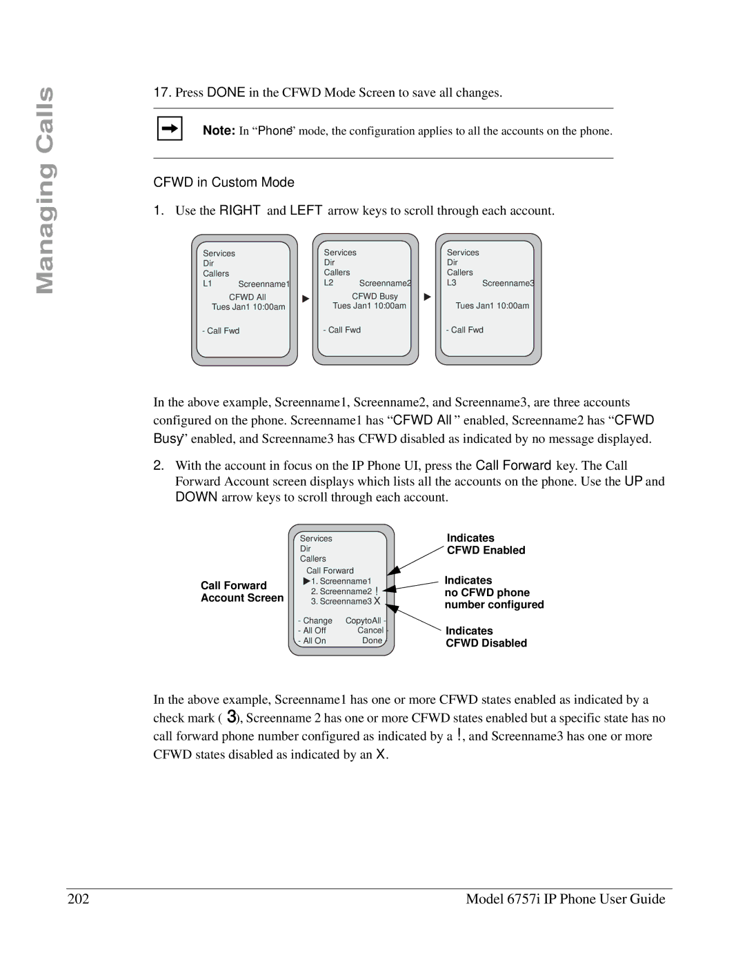 Aastra Telecom 6757I manual Model 6757i IP Phone User Guide, Cfwd in Custom Mode 