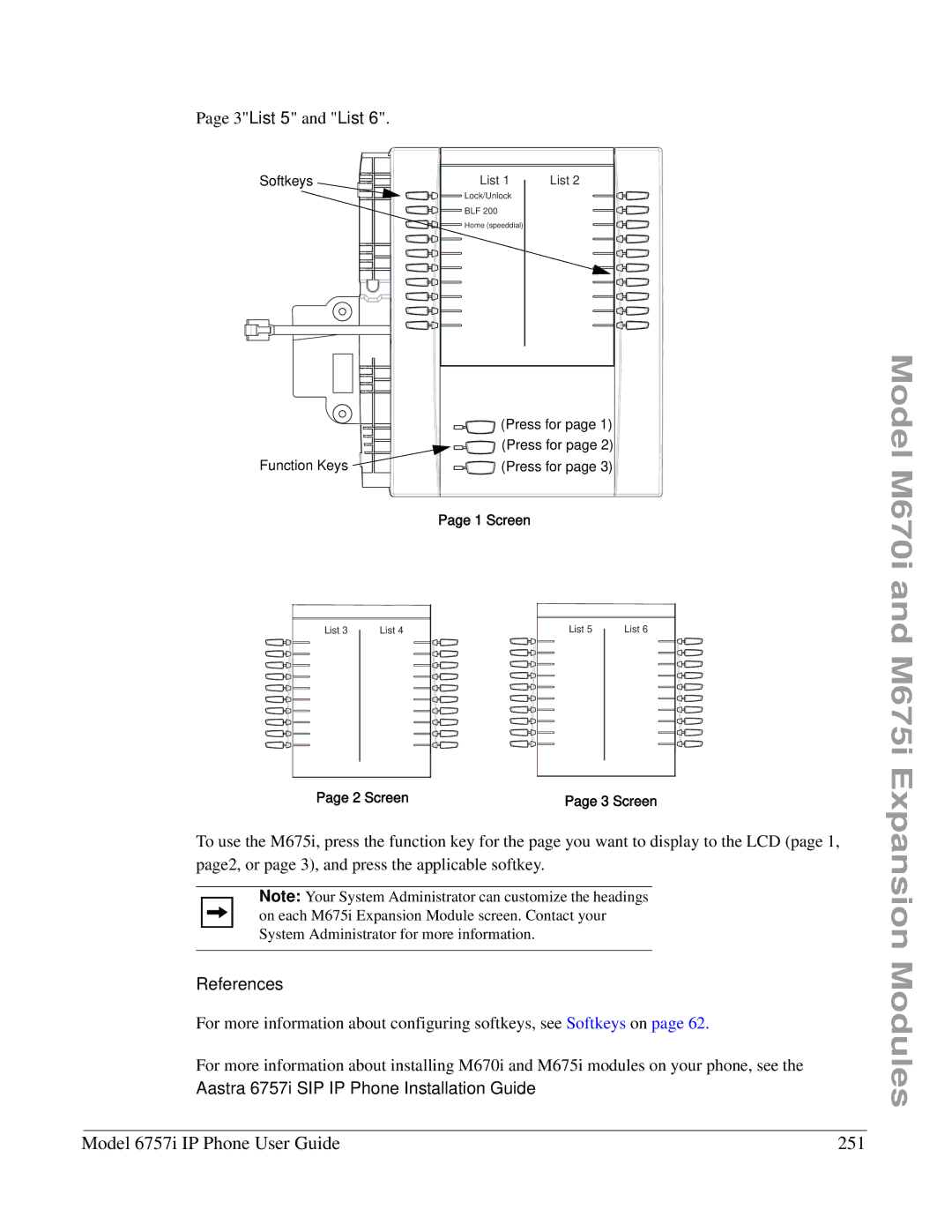 Aastra Telecom 6757I manual Model 6757i IP Phone User Guide 251, Screen 