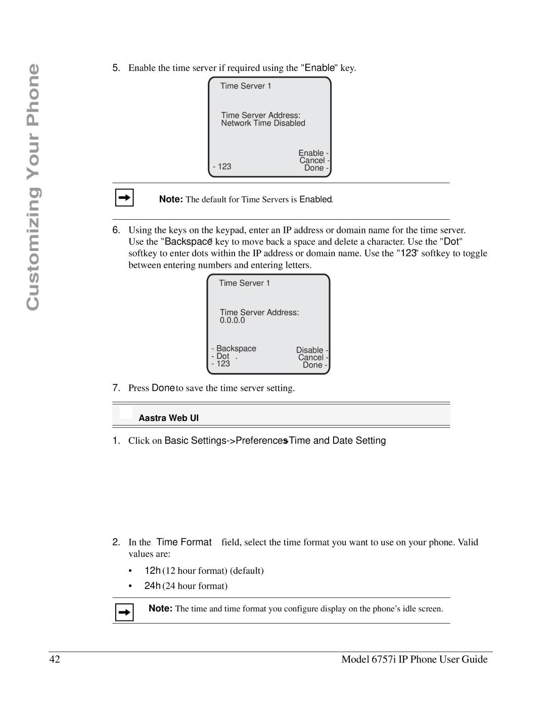 Aastra Telecom 6757I manual Click on Basic Settings-Preferences-Time and Date Setting 