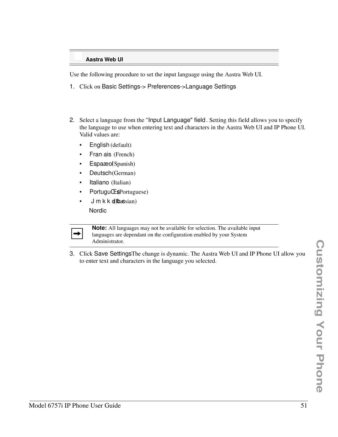 Aastra Telecom 6757I manual Click on Basic Settings- Preferences-Language Settings 