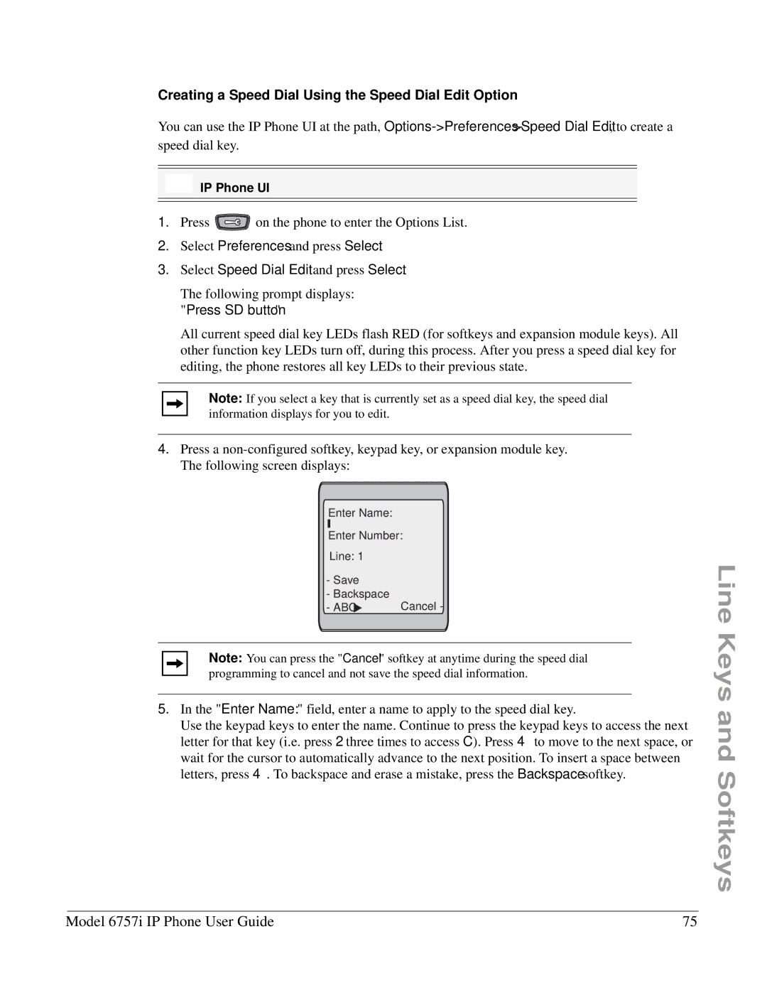 Aastra Telecom 6757I manual Creating a Speed Dial Using the Speed Dial Edit Option, Select Speed Dial Edit and press Select 