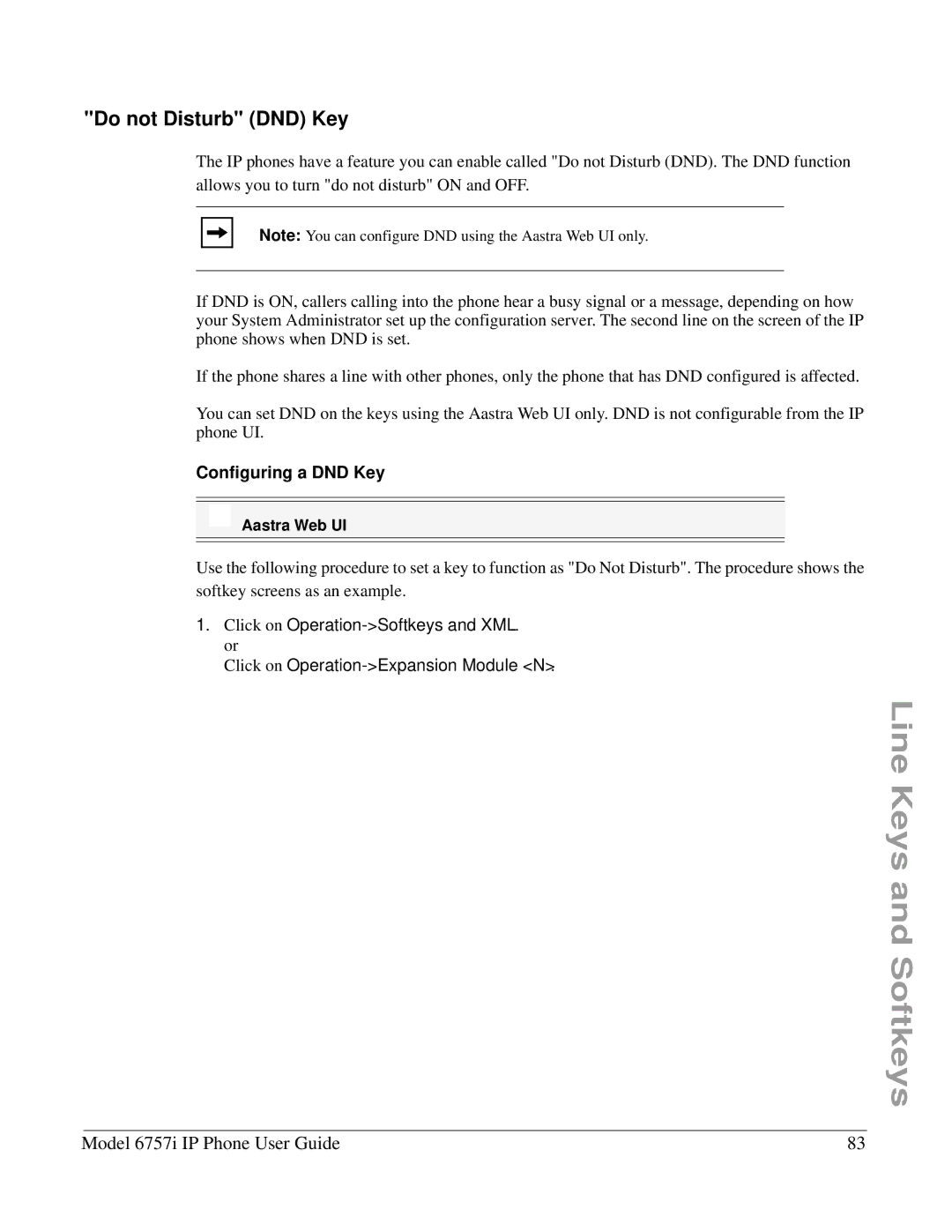 Aastra Telecom 6757I manual Do not Disturb DND Key, Configuring a DND Key 