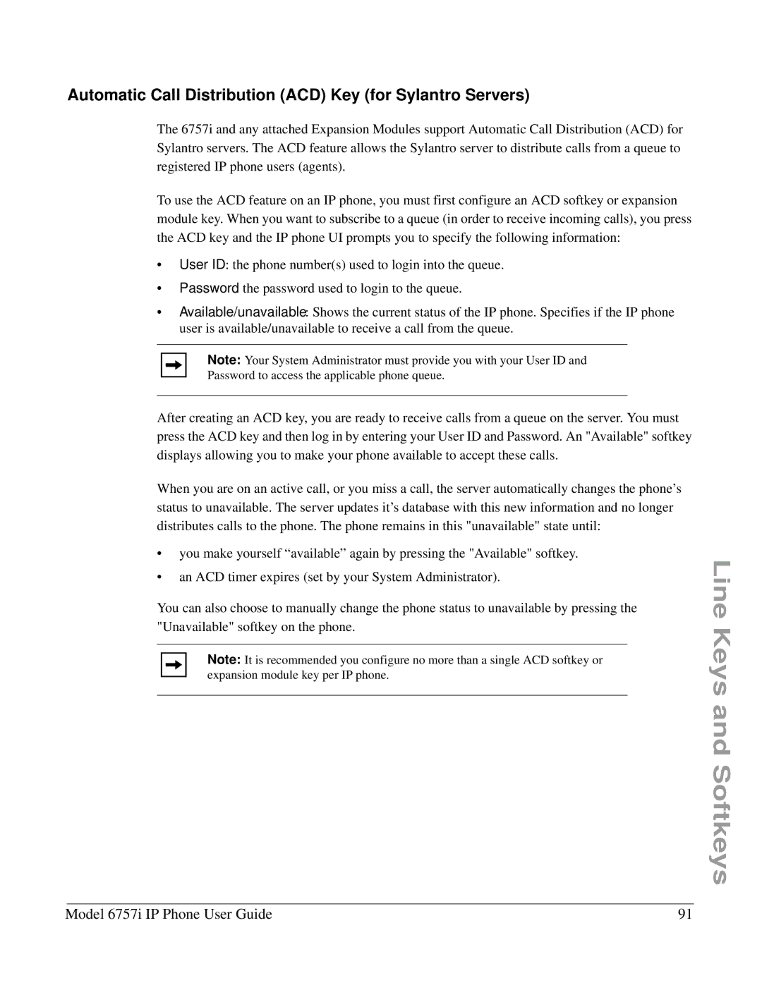 Aastra Telecom 6757I manual Automatic Call Distribution ACD Key for Sylantro Servers 