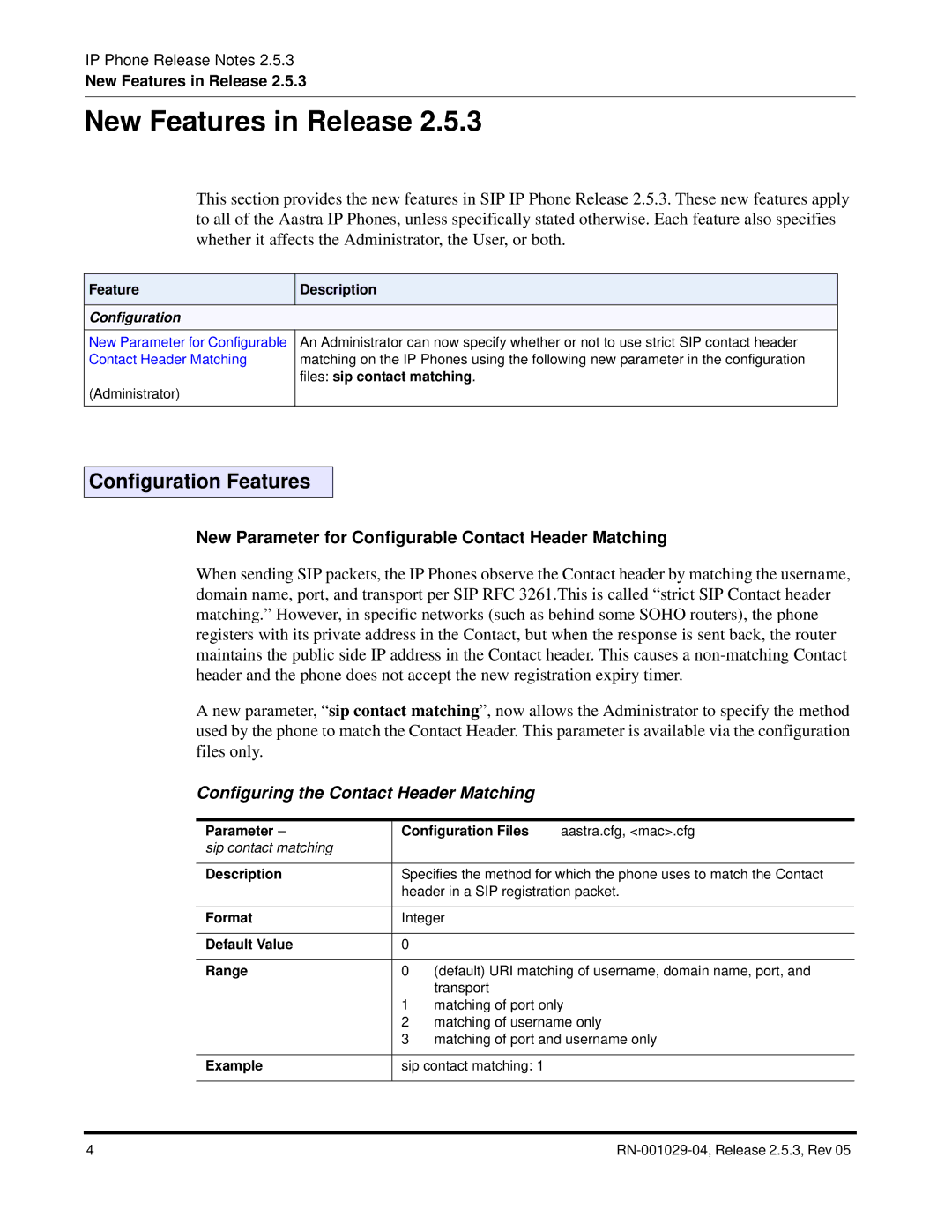 Aastra Telecom 67XXI manual New Features in Release, Configuration Features 