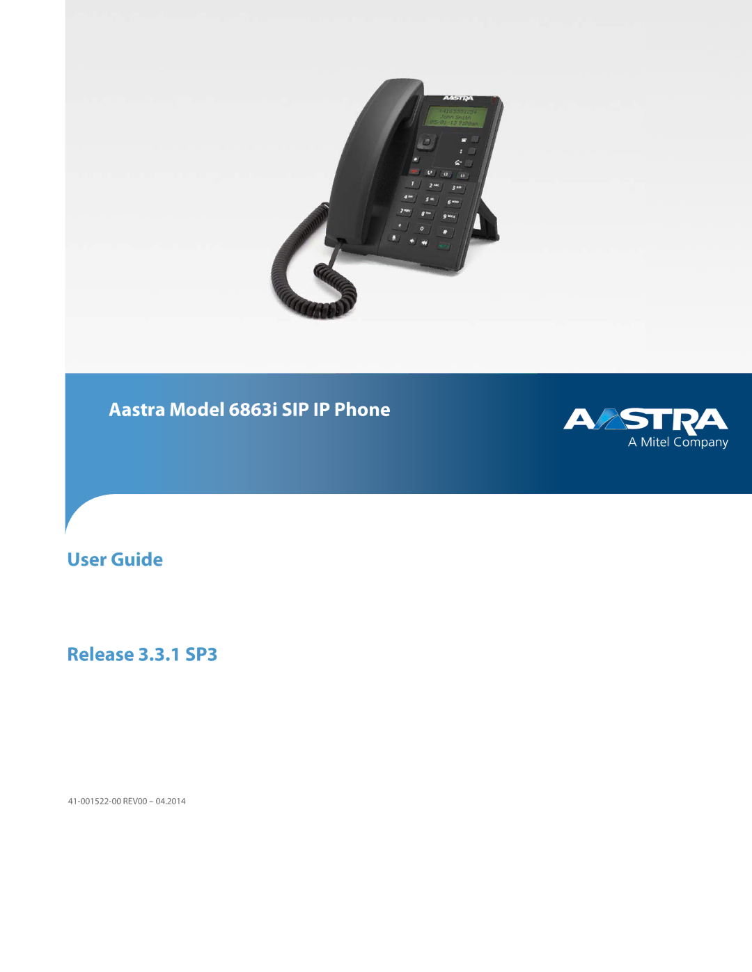 Aastra Telecom manual Aastra Model 6863i SIP IP Phone 