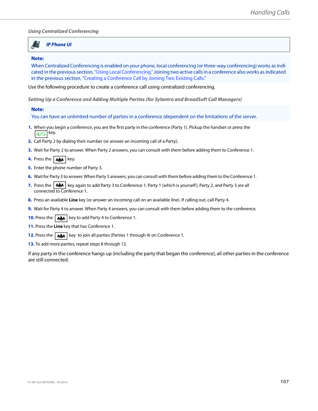 Aastra Telecom 6865i manual Using Centralized Conferencing 