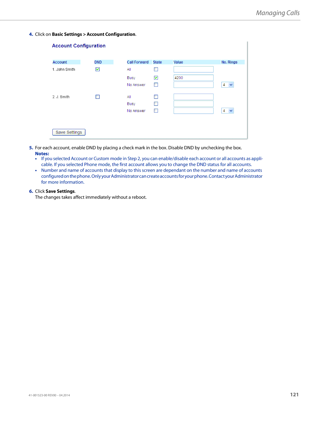 Aastra Telecom 6865i manual Click on Basic Settings Account Configuration 