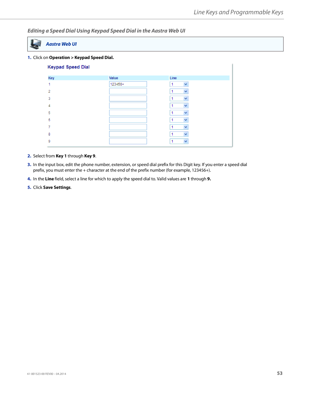 Aastra Telecom 6865i manual Click on Operation Keypad Speed Dial 