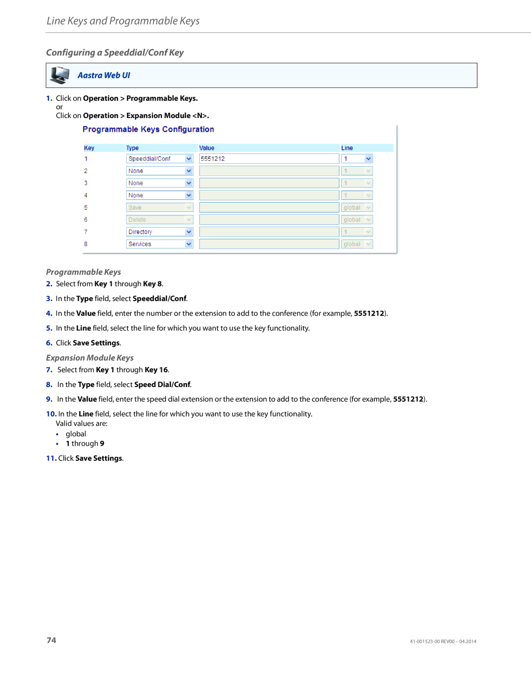 Aastra Telecom 6865i manual Configuring a Speeddial/Conf Key 