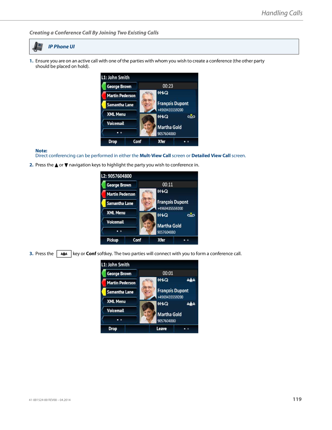 Aastra Telecom 6867i SIP manual Creating a Conference Call By Joining Two Existing Calls 