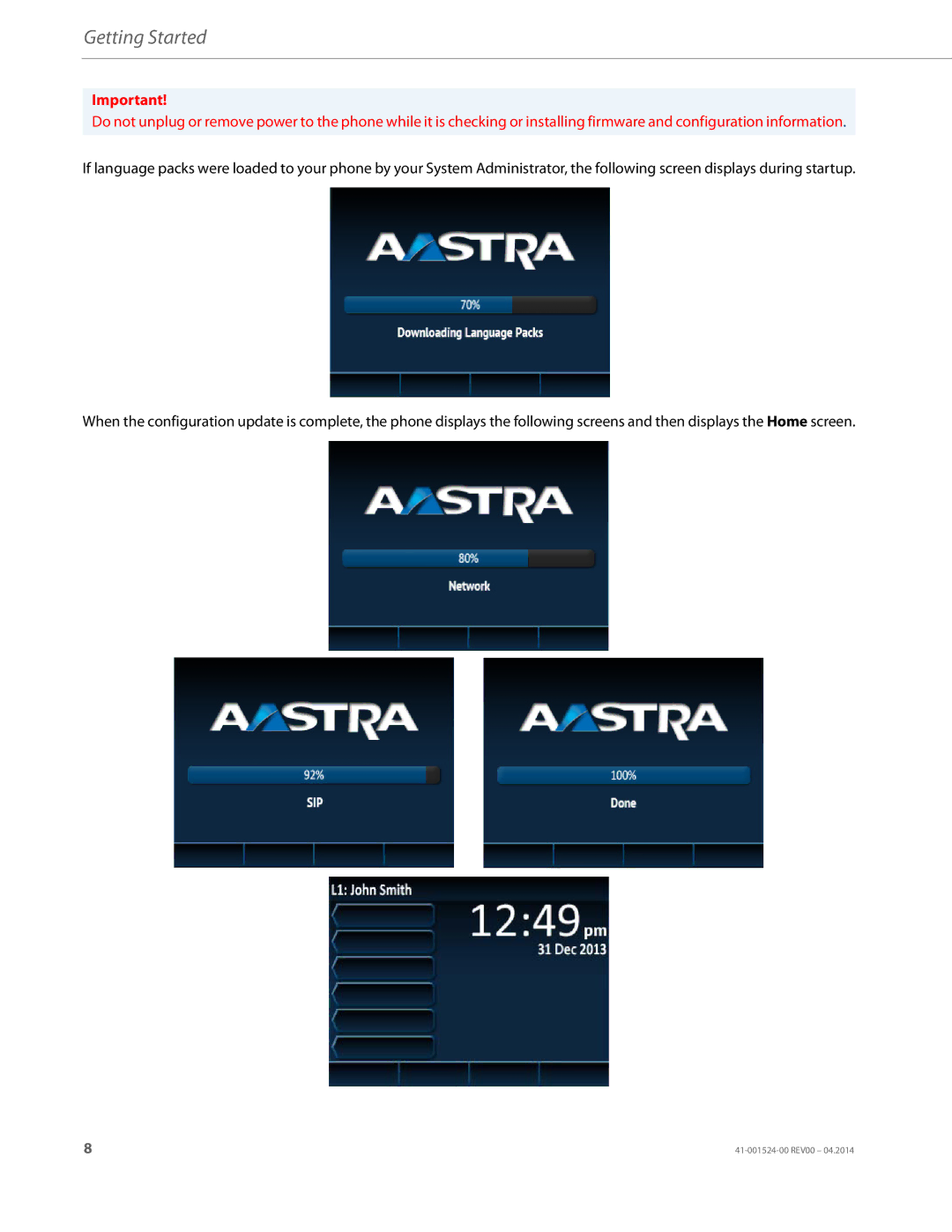 Aastra Telecom 6867i SIP manual Getting Started 