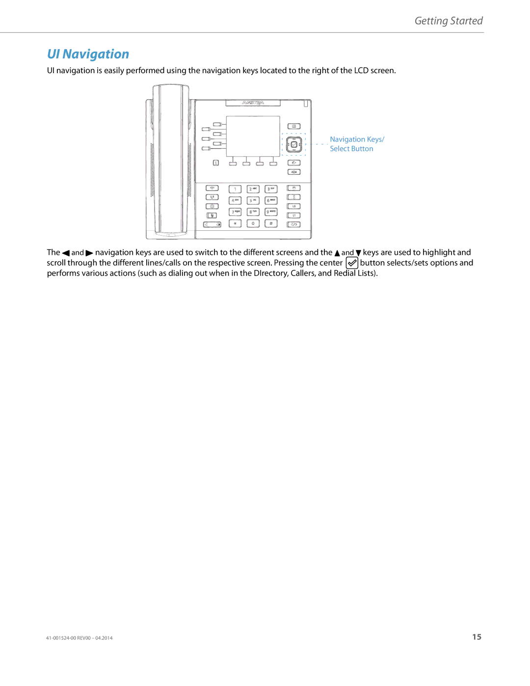 Aastra Telecom 6867i SIP manual UI Navigation 