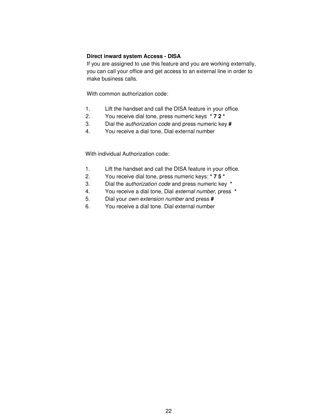 Aastra Telecom 7106A manual Direct inward system Access Disa 