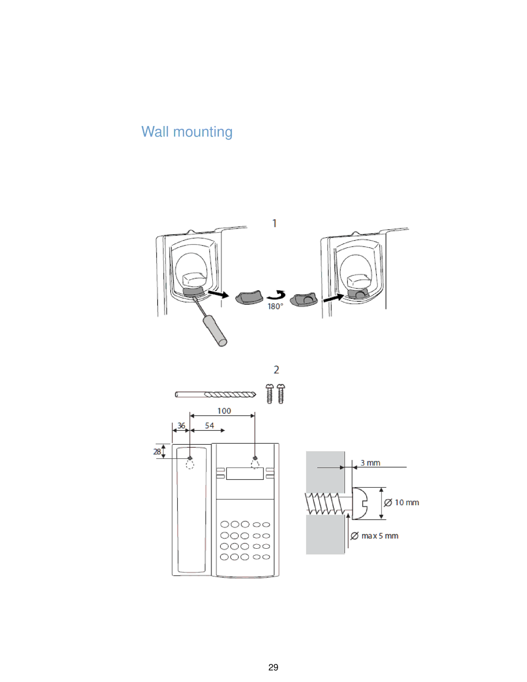 Aastra Telecom 7106A manual Wall mounting 