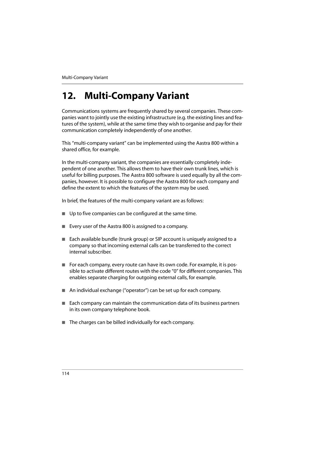 Aastra Telecom 800 manual Multi-Company Variant 