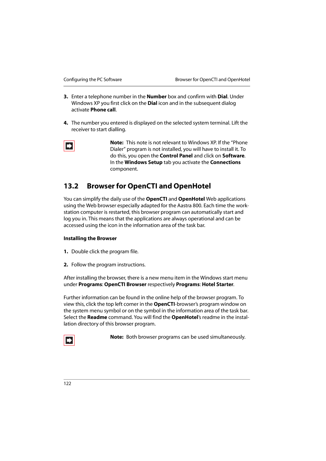 Aastra Telecom 800 manual Browser for OpenCTI and OpenHotel, Installing the Browser 