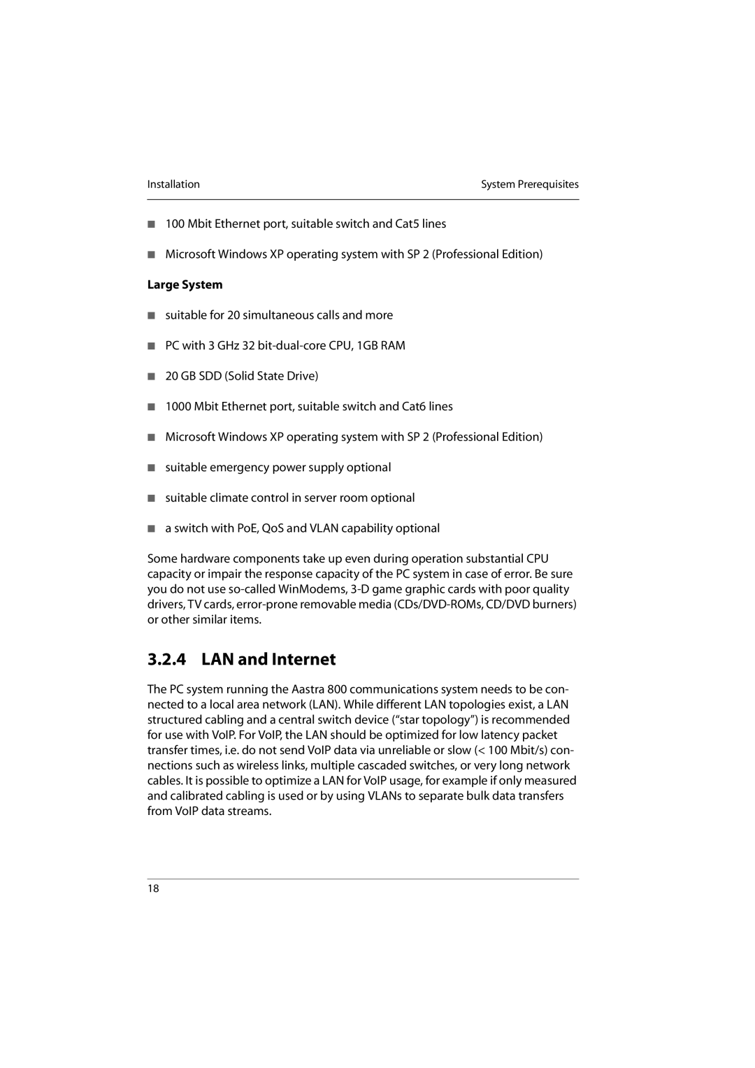 Aastra Telecom 800 manual LAN and Internet, Large System 