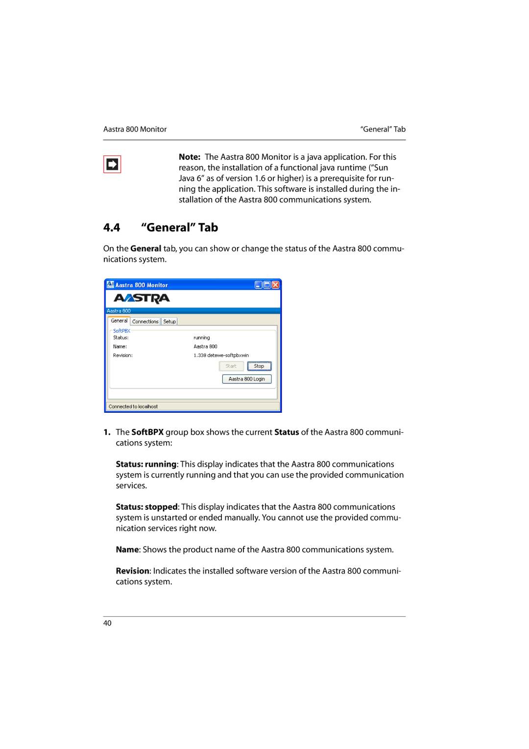 Aastra Telecom 800 manual General Tab 