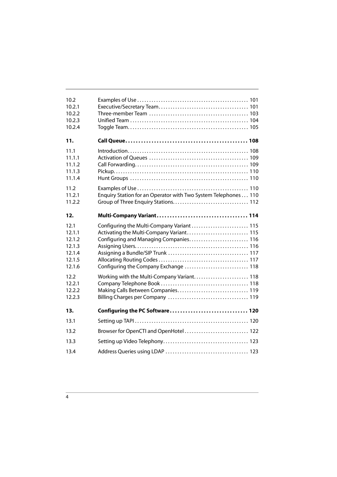 Aastra Telecom 800 manual 108, 114, 120 