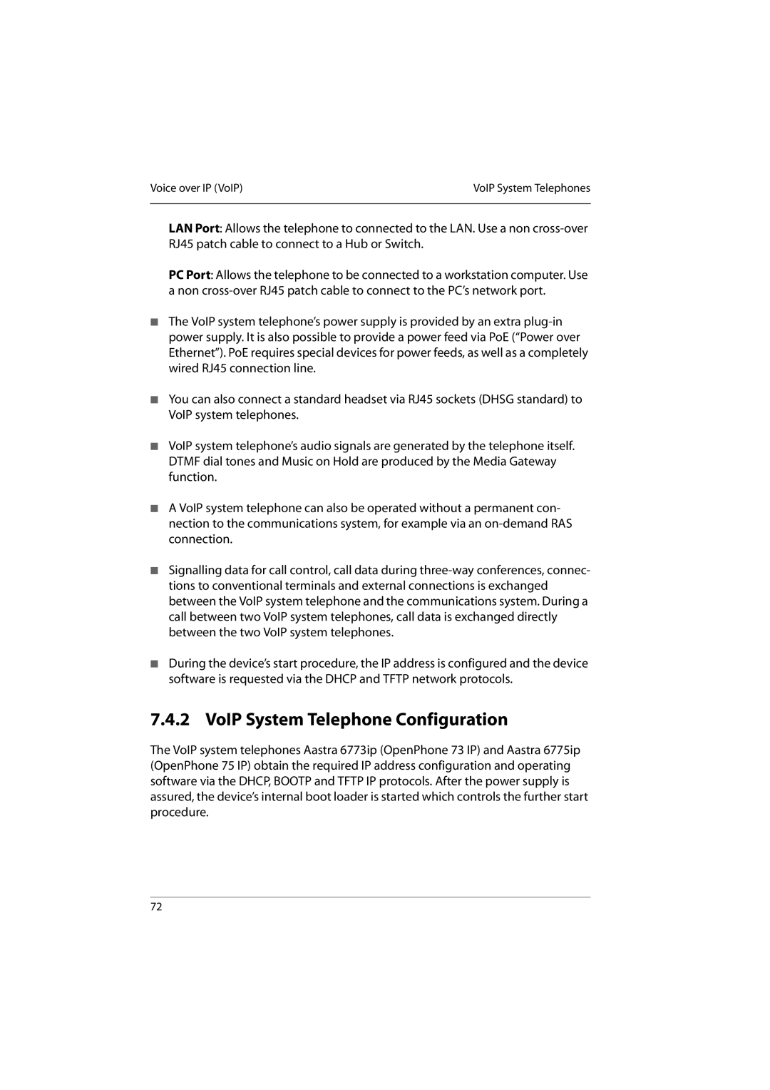 Aastra Telecom 800 manual VoIP System Telephone Configuration 