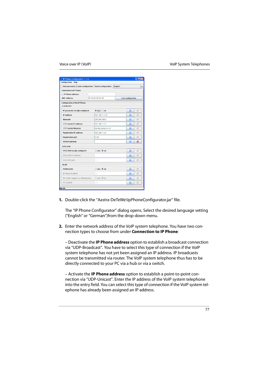 Aastra Telecom 800 manual Voice over IP VoIP 