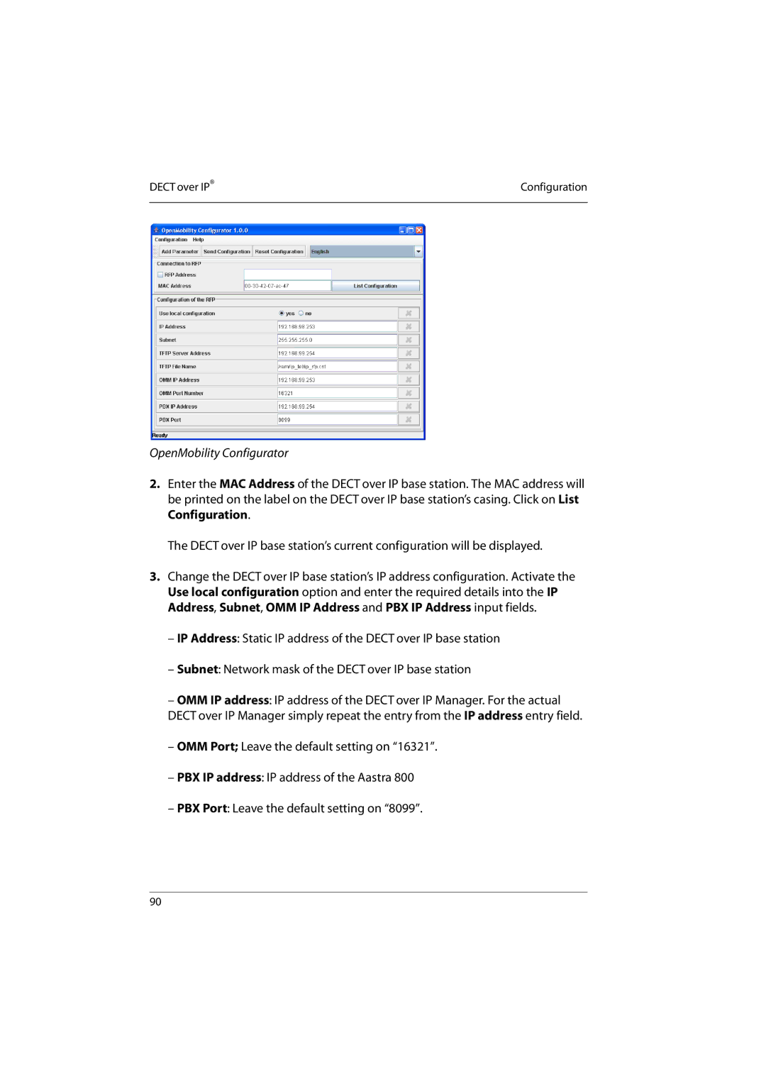 Aastra Telecom 800 manual OpenMobility Configurator 