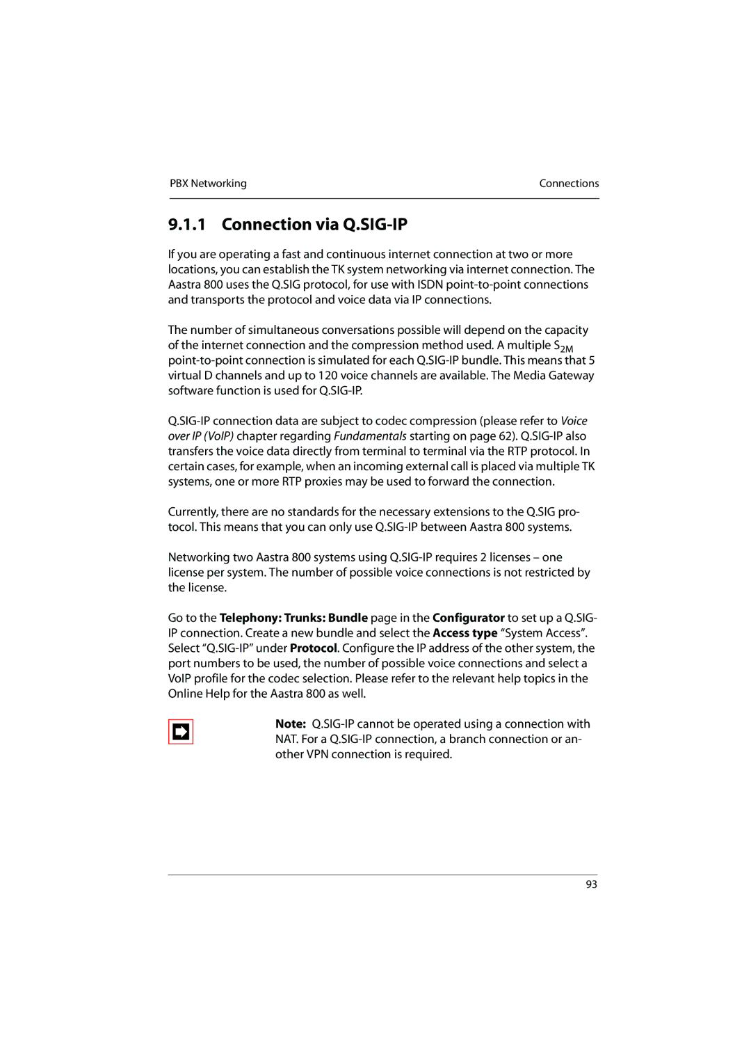 Aastra Telecom 800 manual Connection via Q.SIG-IP 