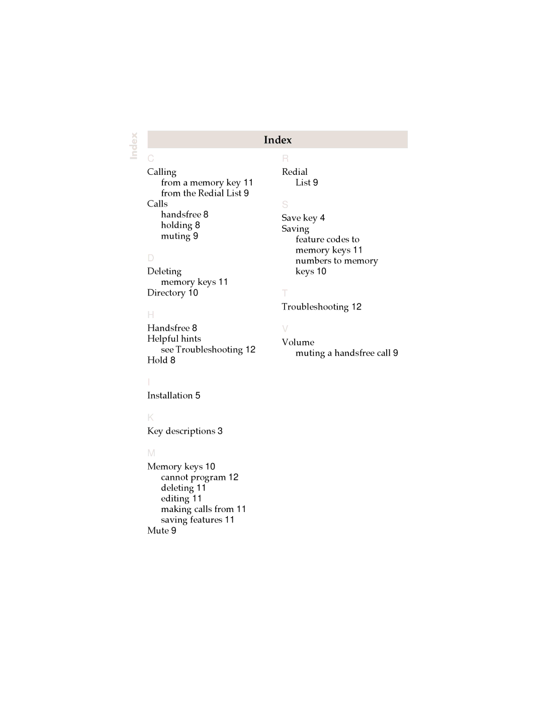 Aastra Telecom 9110 manual Index 