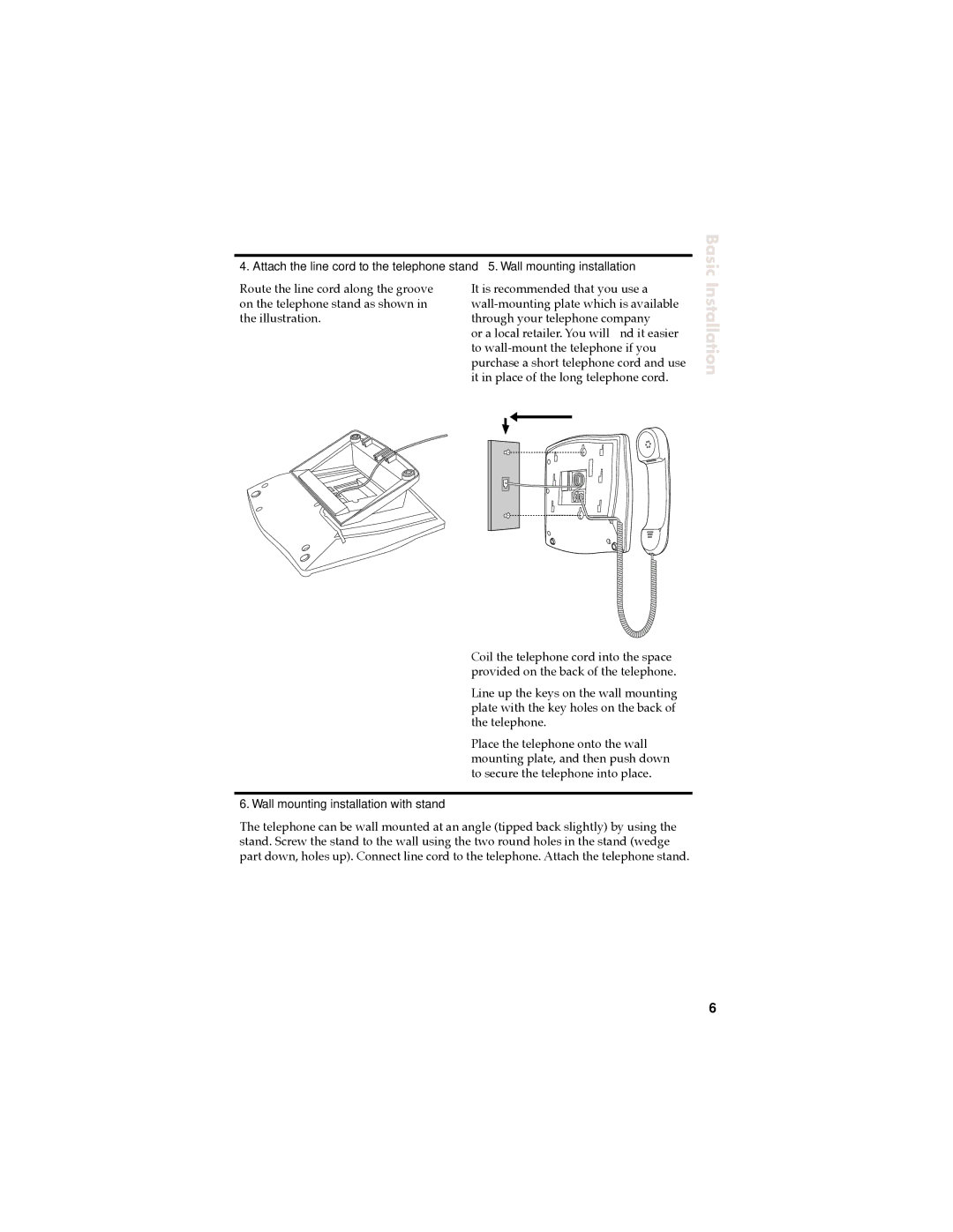 Aastra Telecom 9110 manual Basic, Installation, Wall mounting installation with stand 