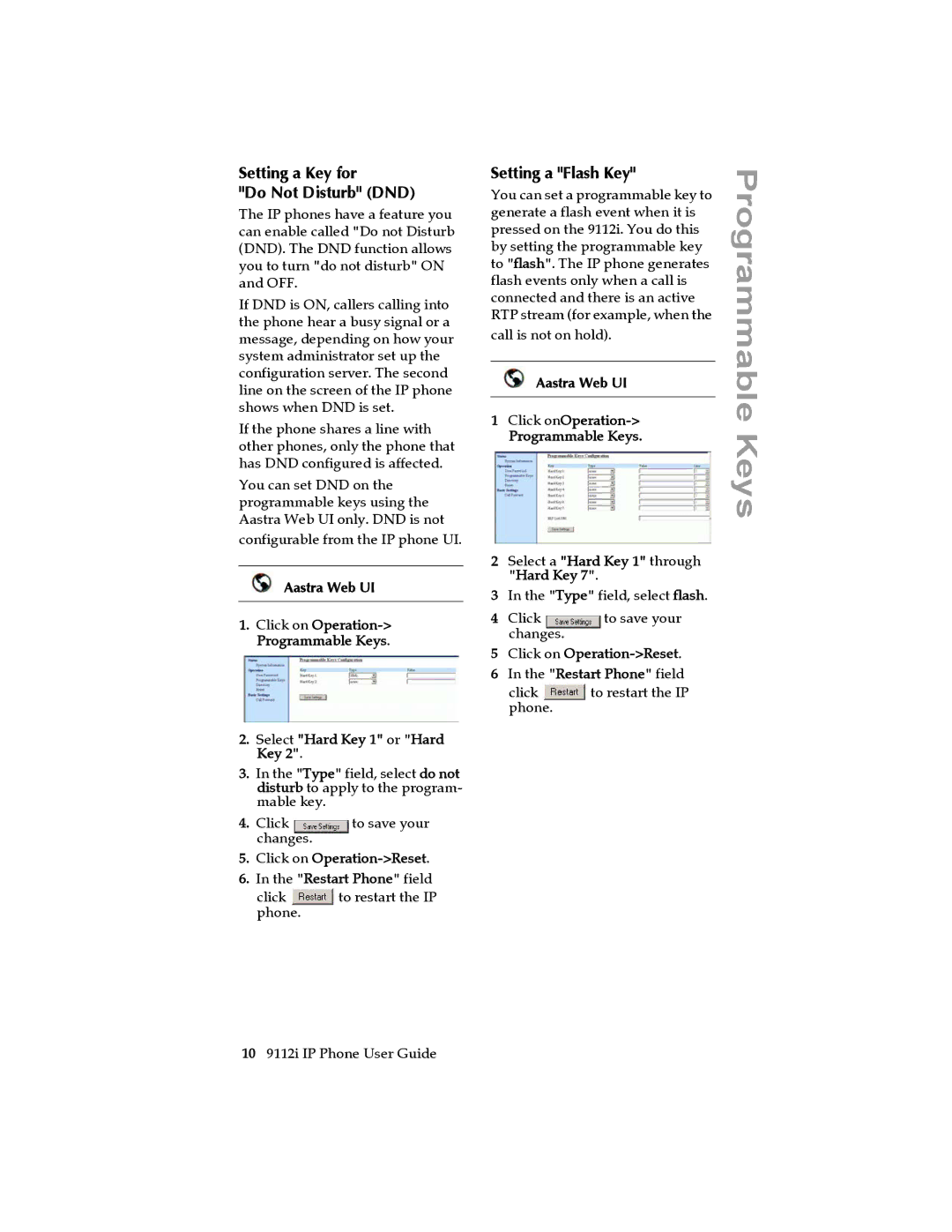 Aastra Telecom 9112i IP PHONE manual Setting a Key for Do Not Disturb DND, Setting a Flash Key 