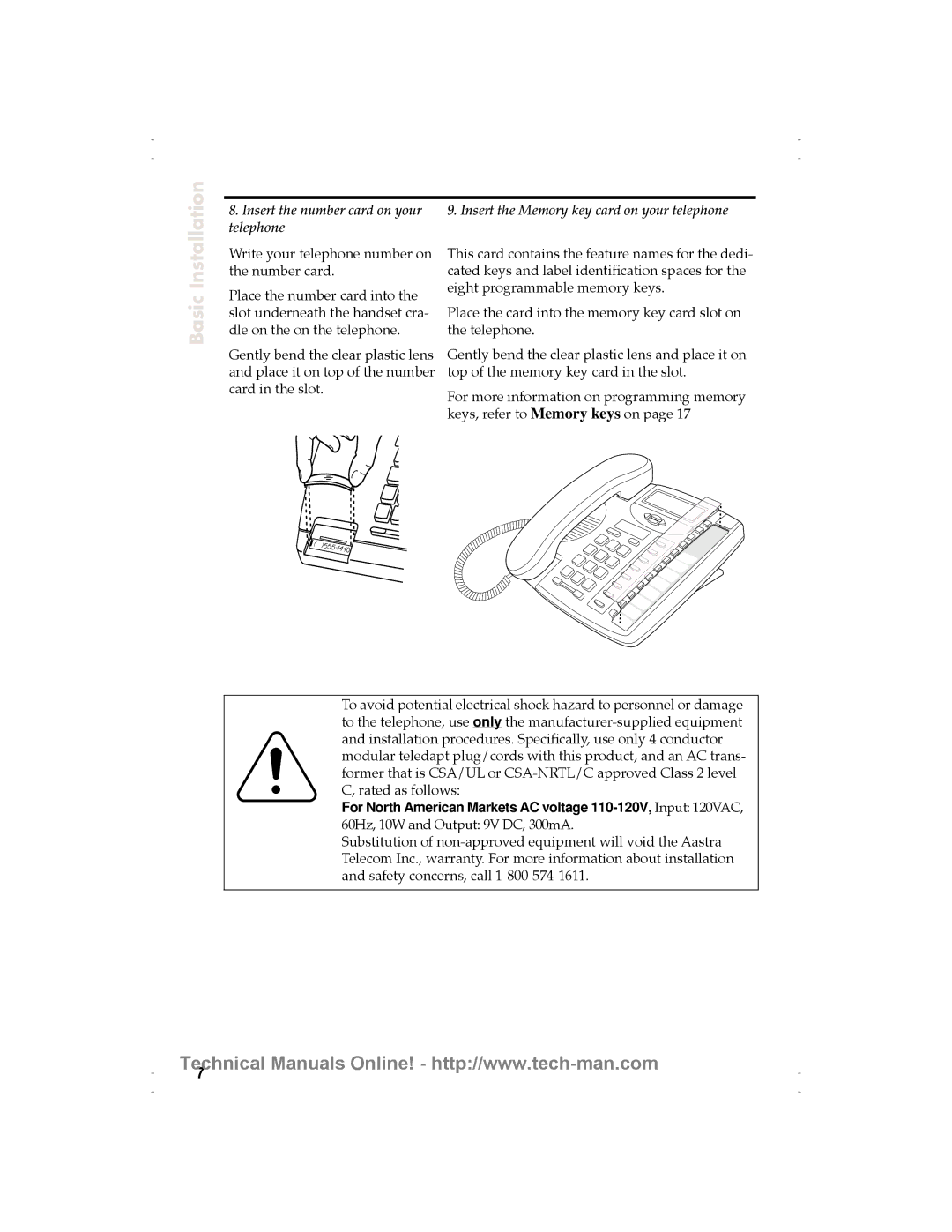 Aastra Telecom 9116 technical manual Installation, Basic 