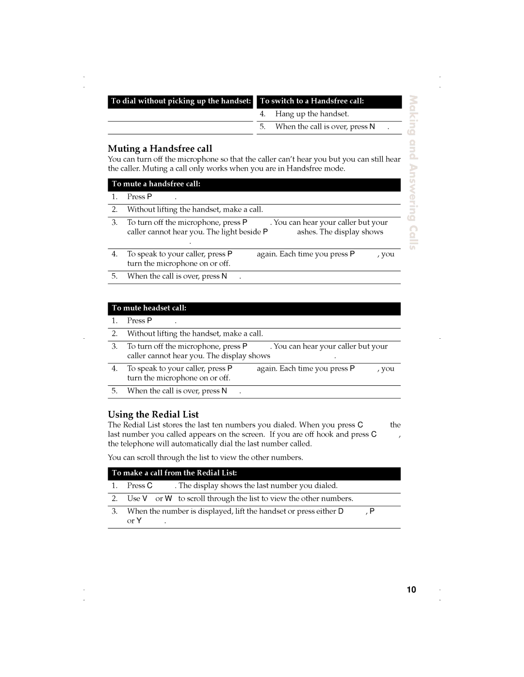 Aastra Telecom 9120 manual Muting a Handsfree call, Using the Redial List, To mute a handsfree call, To mute headset call 