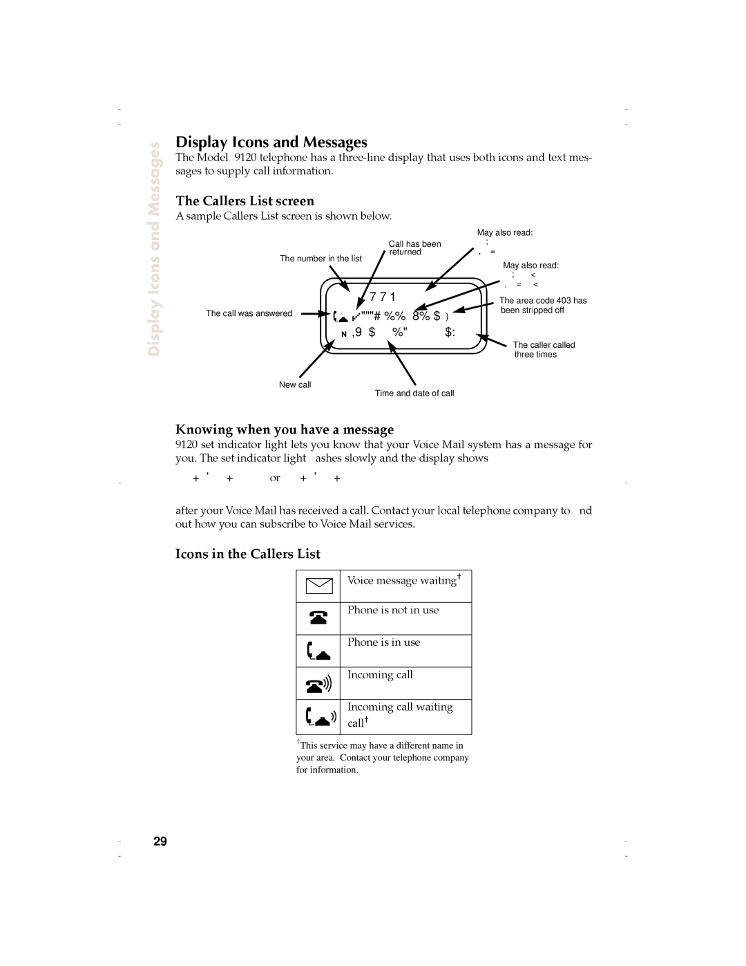 Aastra Telecom 9120 manual Display Icons and Messages 