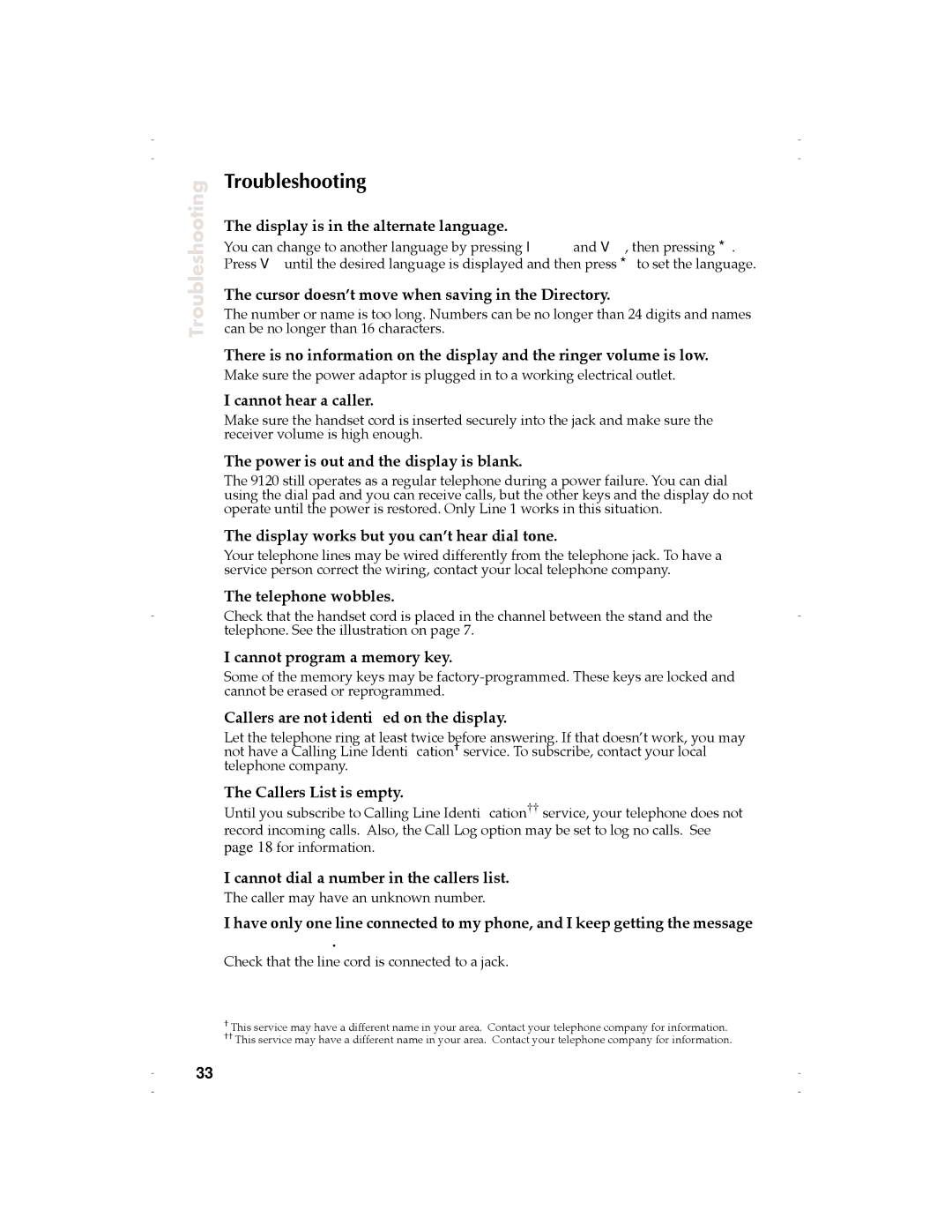 Aastra Telecom 9120 manual Troubleshooting 