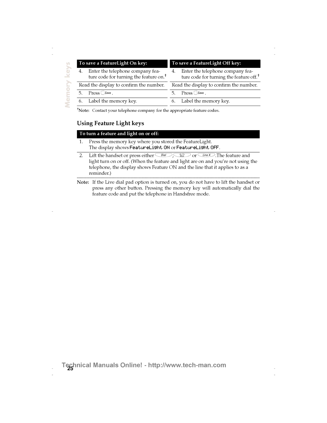 Aastra Telecom 9120 technical manual Using Feature Light keys, To turn a feature and light on or off 