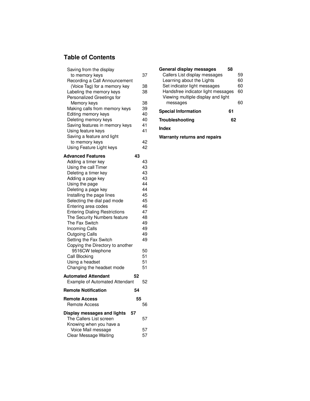 Aastra Telecom 9516CW manual Automated Attendant 