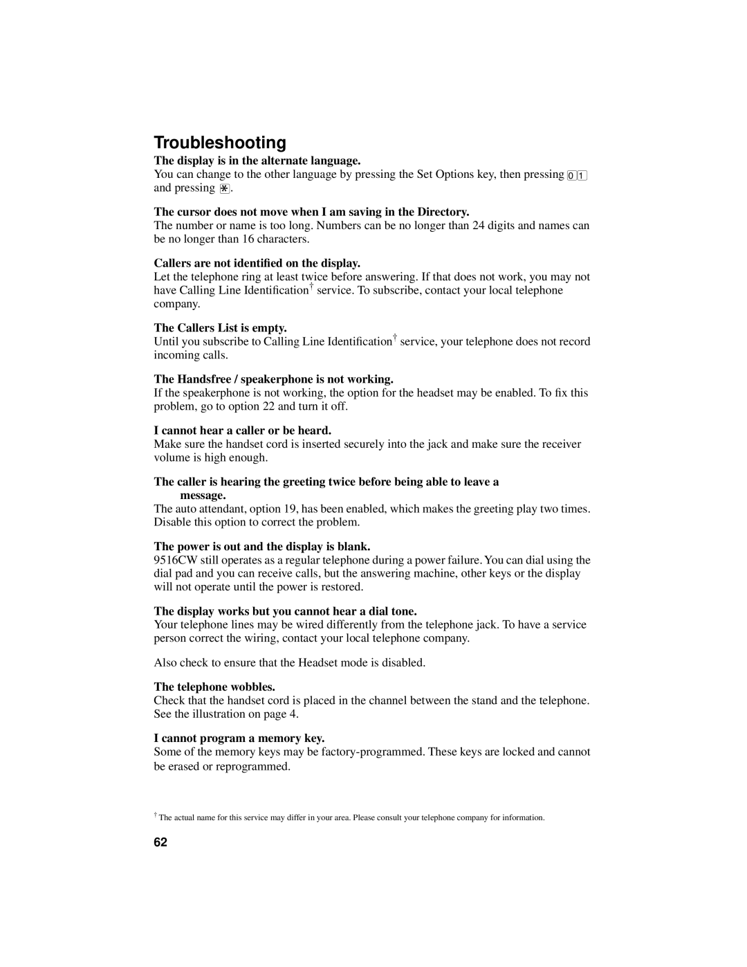 Aastra Telecom 9516CW manual Troubleshooting 