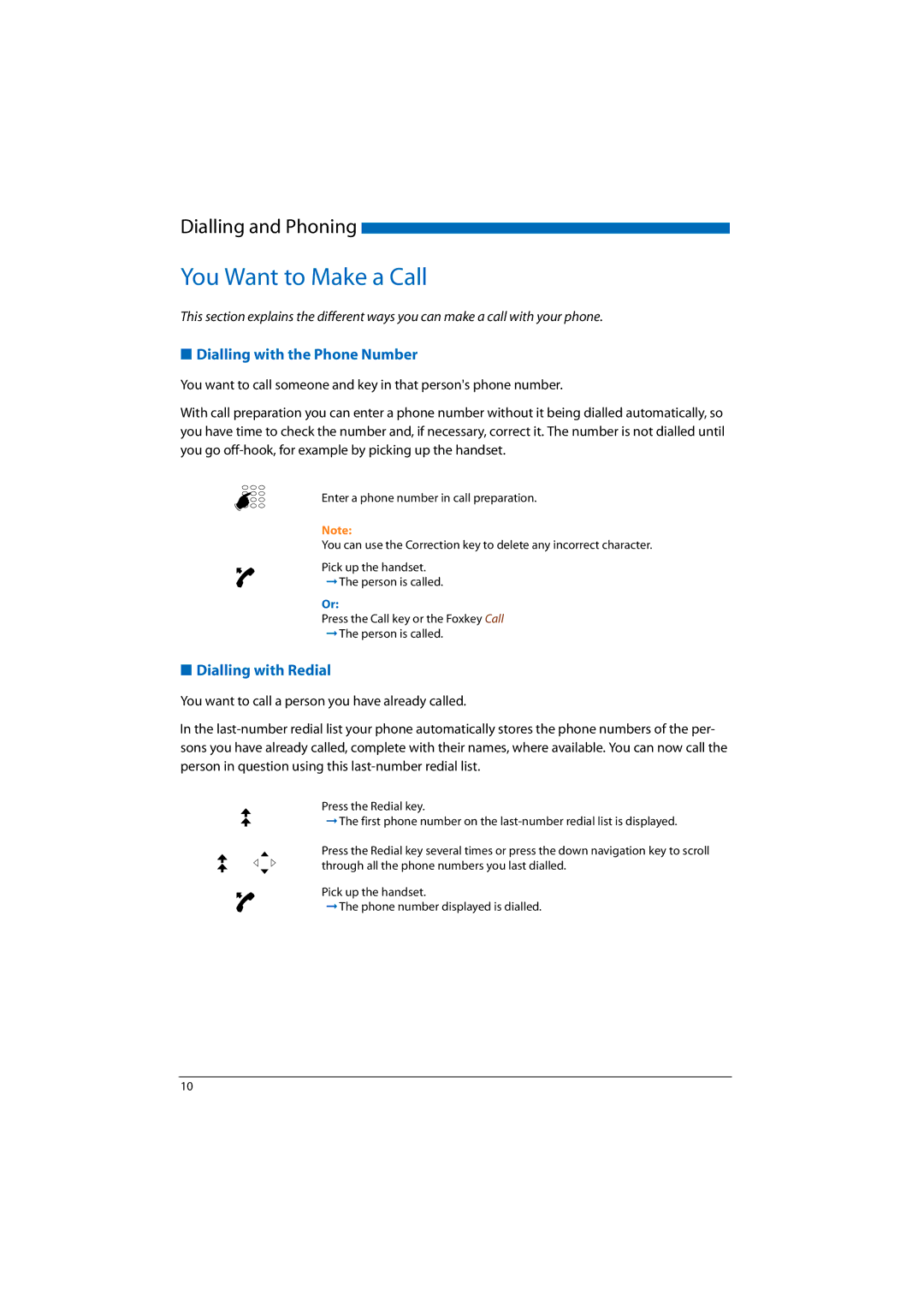 Aastra Telecom A300, A150, 2065, 2045, 2025 You Want to Make a Call, Dialling with the Phone Number, Dialling with Redial 