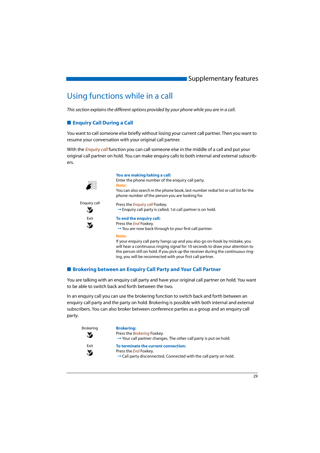 Aastra Telecom 2025, A300, A150, 2065, 2045 manual Using functions while in a call, Enquiry Call During a Call 