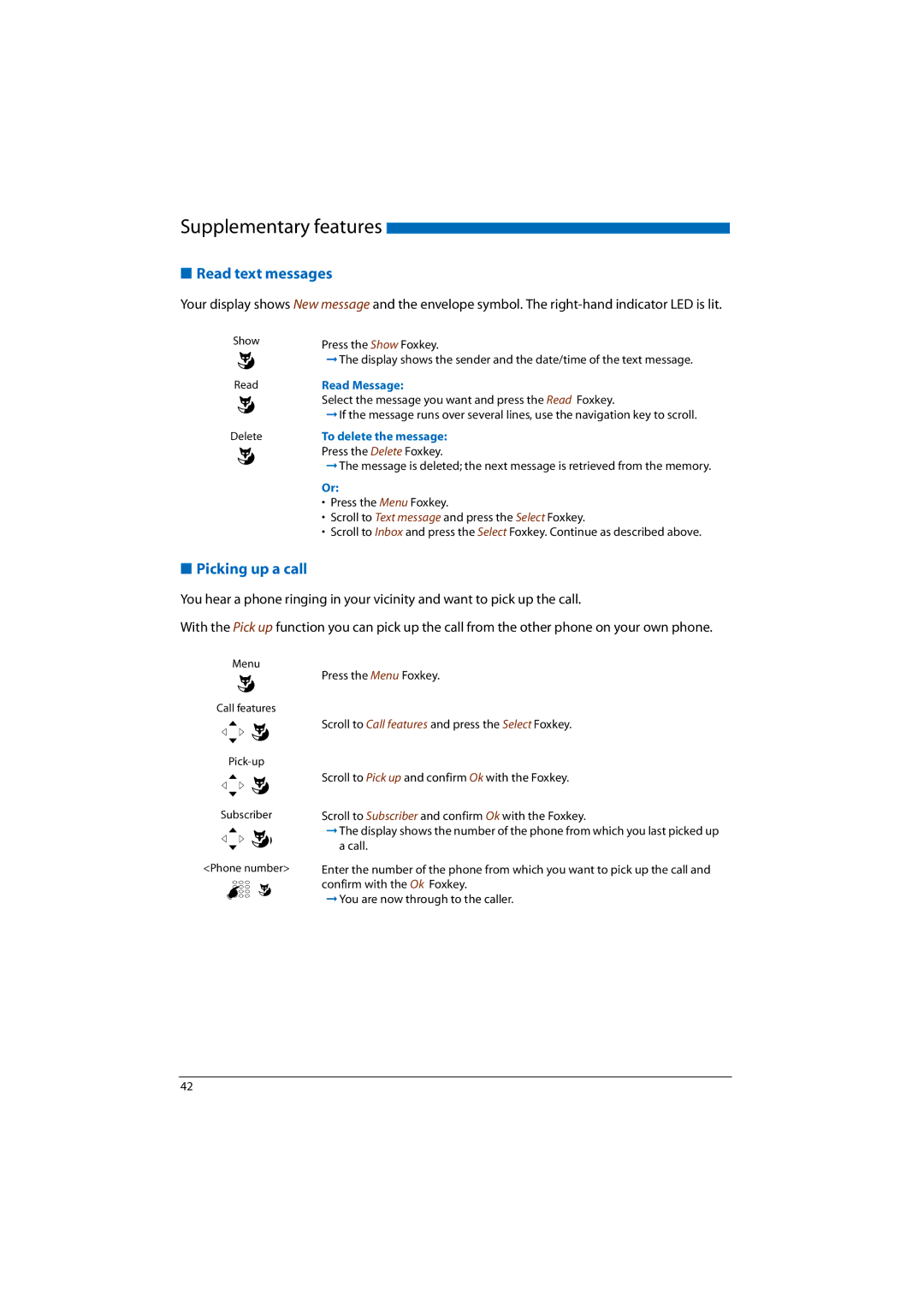 Aastra Telecom 2065, A300, A150, 2045, 2025 manual Read text messages, Picking up a call, Read Message, To delete the message 